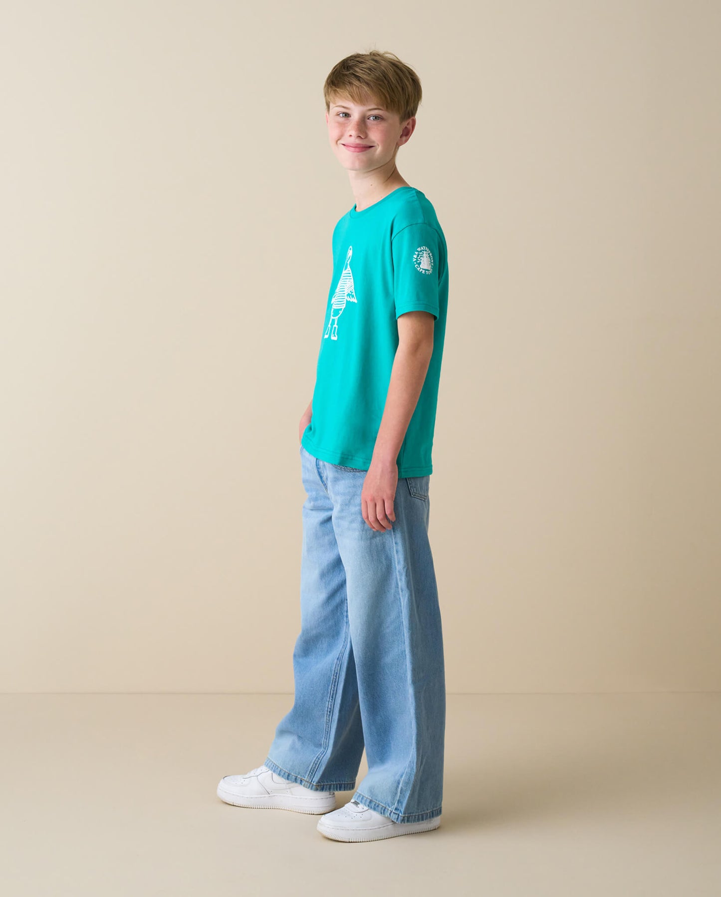 Kids Crewneck T-Shirt, Turquoise