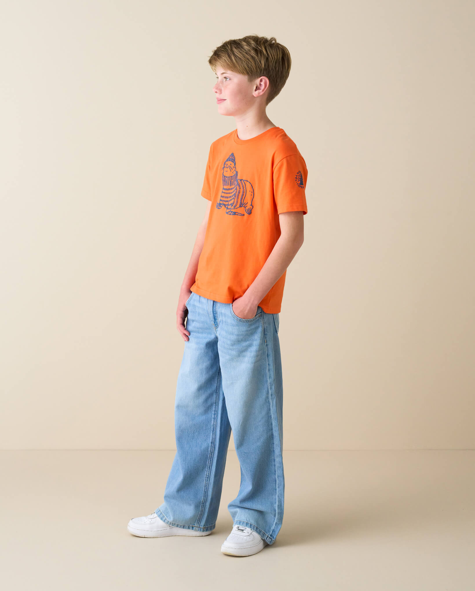 Kids Crewneck T-Shirt, Coral 