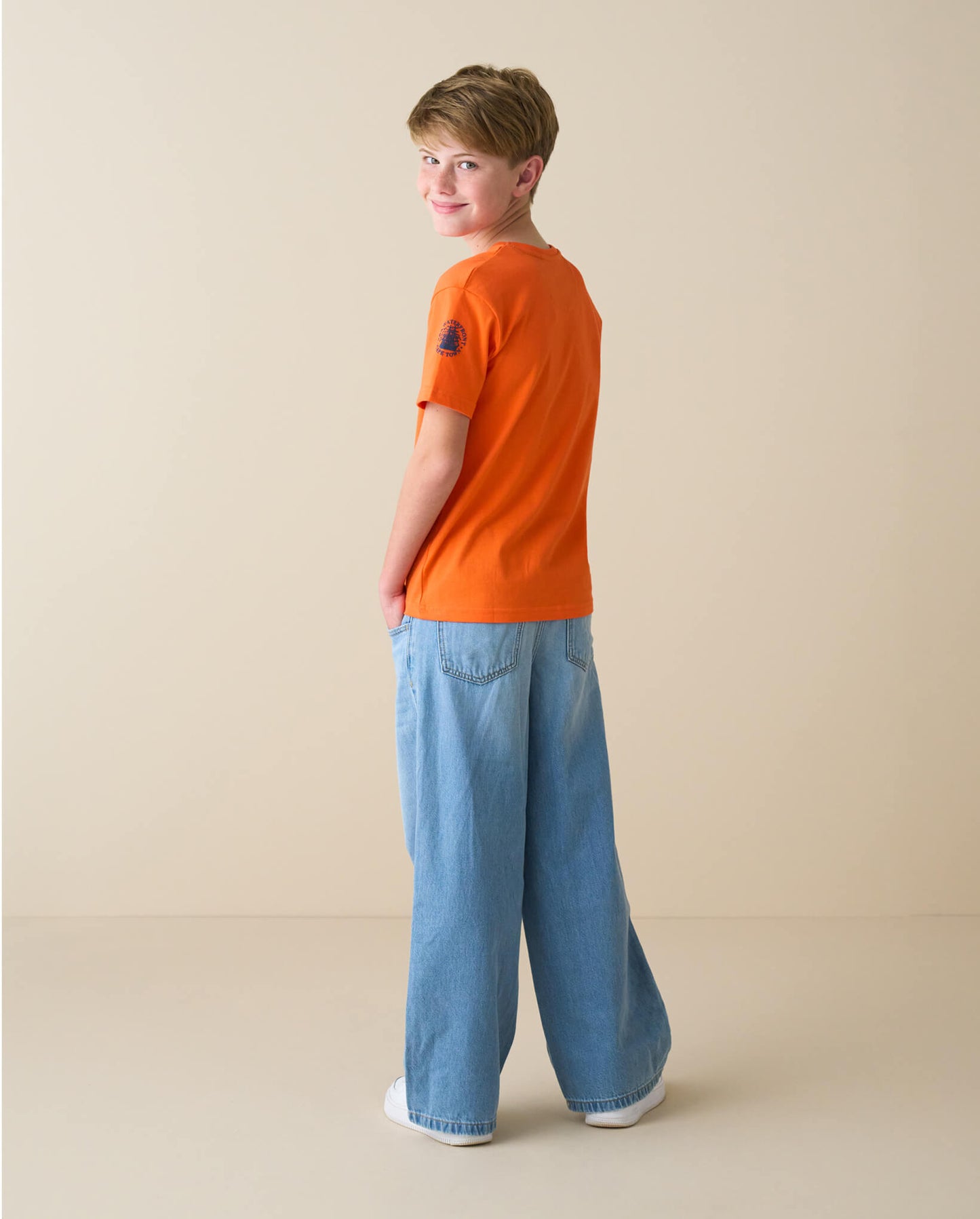 Kids Crewneck T-Shirt, Coral 