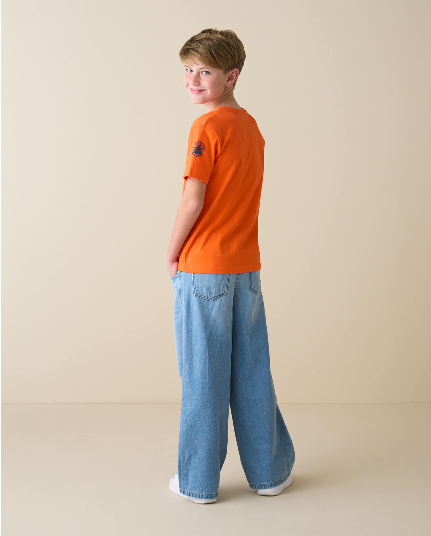 Kids Crewneck T-Shirt, Coral 