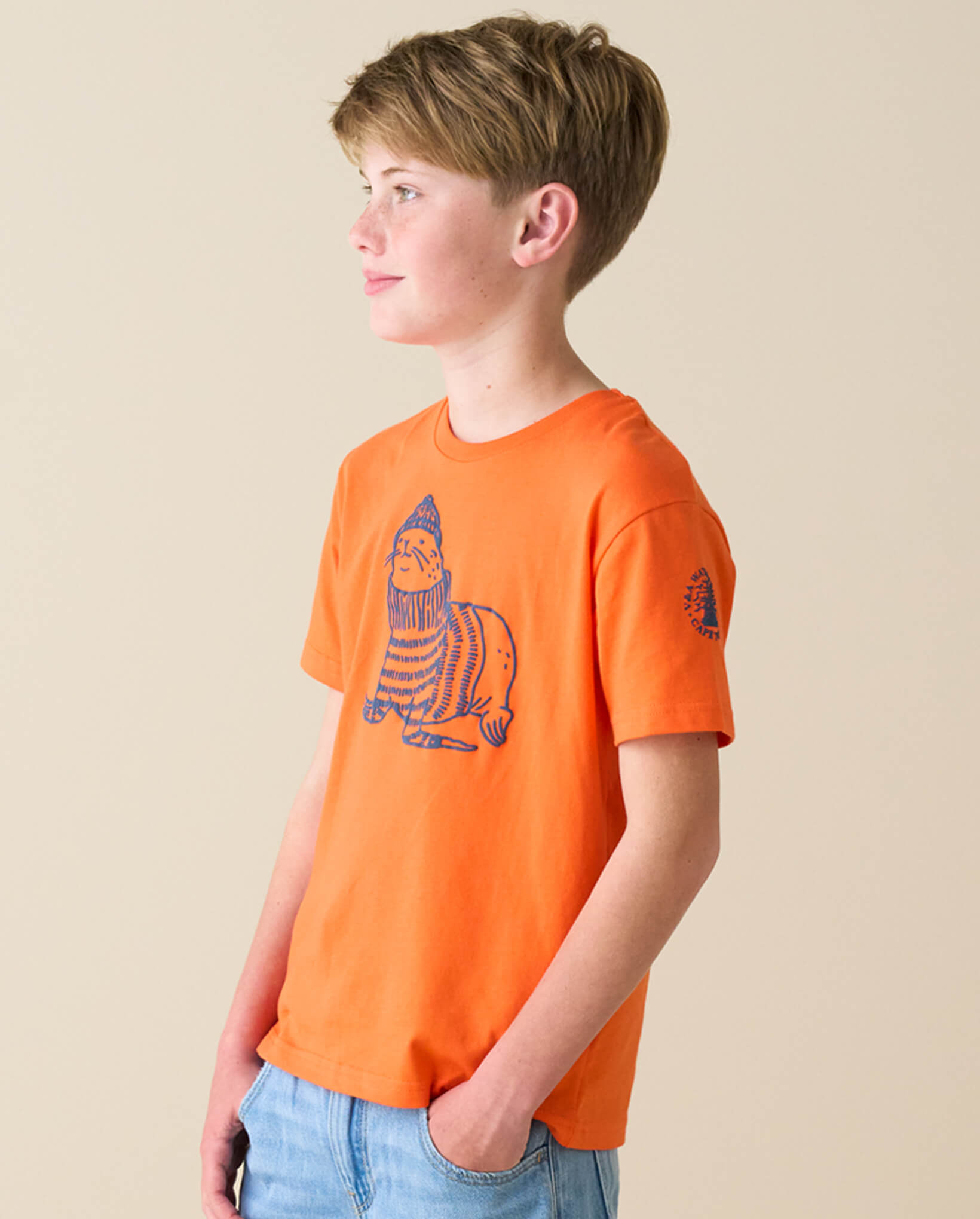 Kids Crewneck T-Shirt, Coral 