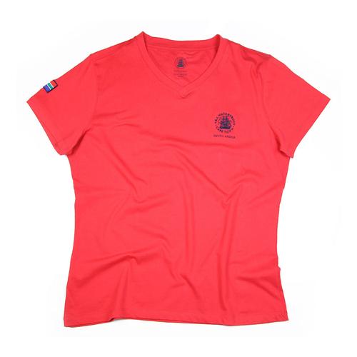 Ladies Short Sleeve V-neck Red