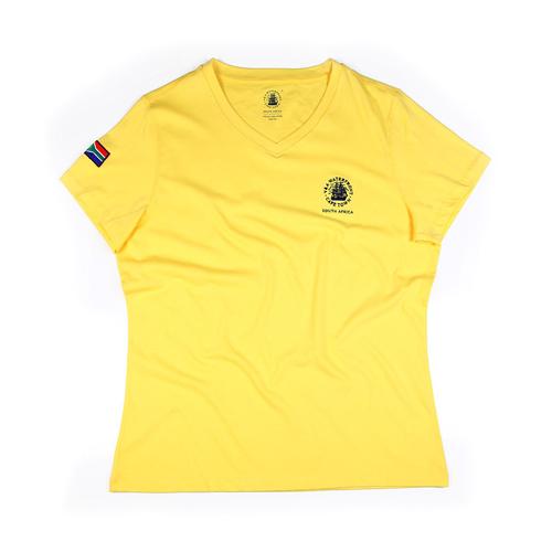 Ladies Short Sleeve V-neck Yellow